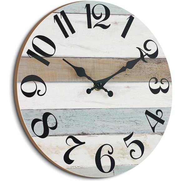 10 Inch Country Rustic Silent Non-Ticking Wall Clocks Battery Operated - Picture 1 of 6